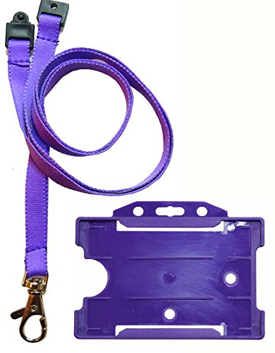 Customcard Neck Lanyard Metal Clip and ID Card Badge Holder - Purple, Purple x 1