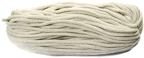 JAJASIO Baumwollkordel 6 mm dick und 50 Meter lang, Natur Baumwollseil in creme Farbe, dickes Baumwollseil in Beige für Handwerk oder Gartenarbeiten, Baumwollschnur zum Befestigen oder zum Dekorieren von Geschenkverpackungen