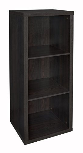 ClosetMaid 3 Cube Storage Shelf Organizer Bookshelf with Back Panel, Easy Assembly, Wood, Black Walnut