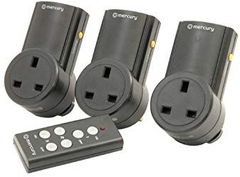 Mercury 350.113 | Remote Control Mains Socket Adaptors | Set of 3, Black