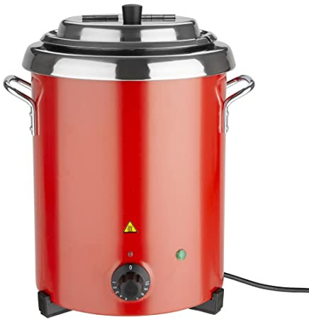 Buffalo - Olla sopera eléctrica de acero inoxidable con asas de 5,7 l, 348 x 255 mm. Color rojo