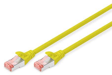 DIGITUS Cable LAN Cat 6 - 1m - Cable de red RJ45 - S/FTP Blindado - Compatible con Cat 6A y Cat 7 - Amarillo