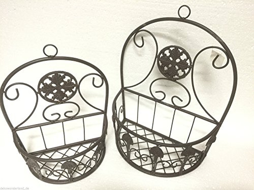 Paniers de plantation Panier à plantes Lot de 2 paniers corbeilles murales Corbeille en métal shabby style maison de campagne