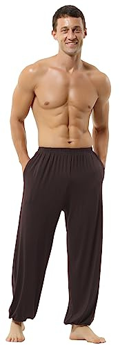 HOEREV Supermjuka Modal Spandex Haremsbyxor För Yoga Och Pilates,Kaffe,XS