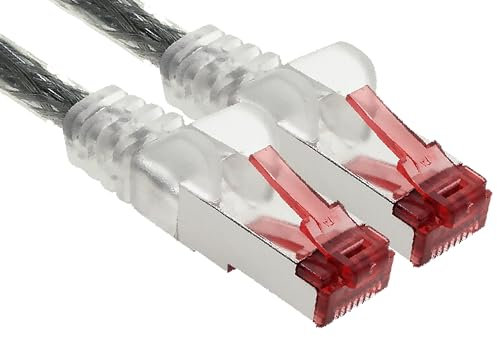 1aTTack.de - 1x 3 mètres câble patch CAT6 S/FTP PIMF blindage câble réseau CAT.6 RJ45 câble Ethernet routeur LAN DSL commutateur modem panneau de brassage - transparent - 1 pièce