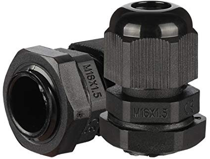 sourcing map 20Pcs M16 IP68 TRS Contratuerca de Cable negro por 4mm-8mm Dia Cable