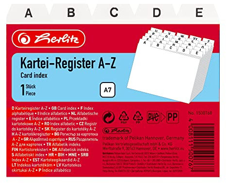 Herlitz 1500768 Karteiregister A7 A-Z, PP, 25 teilig
