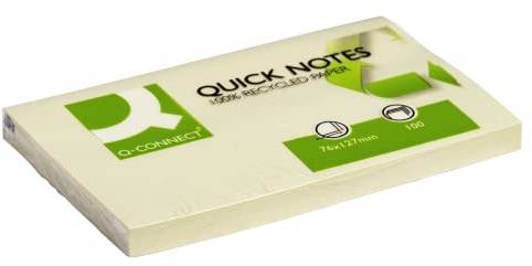 Q-Connect Quick Notes Recycled 76x127mm Yellow (Pack of 12) KF05610