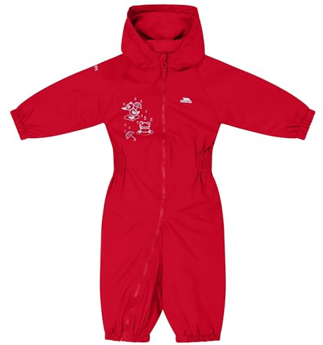 Trespass Unisex Kinder DRIPDROP Wasserdichter Regenanzug Mit Kapuze, Rot (Signal red), 12-18 Monate
