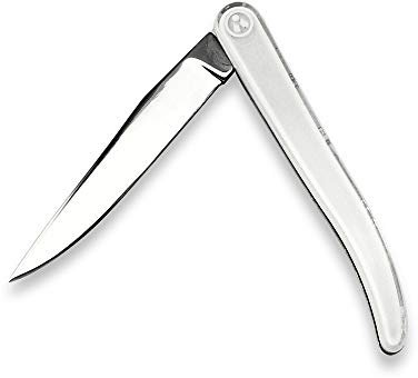 Laguiole Evolution - Couteau de Poche - Couteau Pliant - Manche en abs bi-Injection Blanc - Couteau Pliable Nomade - Lame en Acier INOX 28 x 4, 7 x 2, 9
