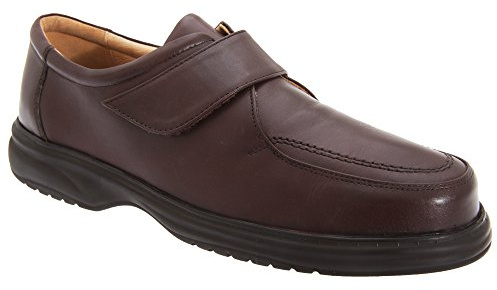 Roamer Superlite - Chaussures de Ville Larges en Cuir avec Sangle à Scratch - Homme (45 EUR) (Marron)