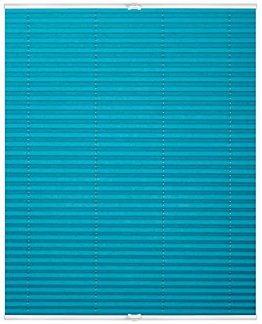 Lichtblick Plissee Klemmfix, ohne Bohren, verspannt, lichtdurchlässig, Blickdicht, Uni, mit eleganter Crushed Optik Blau,120 cm x 130 cm (B x L)