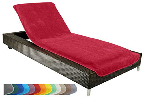 Brandsseller Gartenliegenbezug 75x200 cm – Frottee Schonbezug Handtuch-Auflage aus 100% Baumwolle – waschbar, rutschfest, Öko-Tex Standard 100 – Rot
