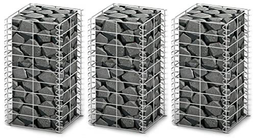 Jeu de panier de gabion 3 pcs Fil galvanisé 25x25x50 cm
