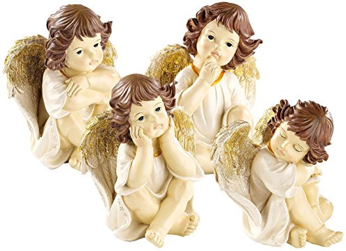 infactory Engelfiguren: Große Deko-Weihnachtsengel im 4-er Set (Engelfiguren Weihnachten, Deko Engel Weihnachten, Advent)