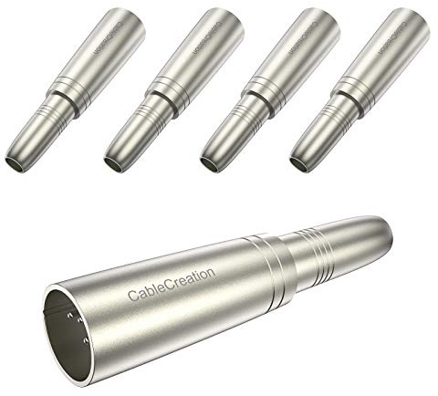 CableCreation [5-Pack XLR 3 Pin Male to 1/4 6.35mm Female Jack Socket Audio Adapter 1/4 Inch TRS to XLR, Silver