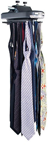 Sichler Haushaltsgeräte Krawatten-Halter: Elektrischer Krawattenhalter für 64 Krawatten & 8 Gürtel, beleuchtet (Krawattenhalter mit Haken, und Gürtelhalter, Geschenk Herren)