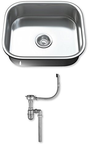 Dihl 1092 Kitchen Sink, Single Bowl 1.0, Rectangular, 304 Stainless Steel, Silver, Inset, 44.5 x 39.5 cm, Includes Full Waste Kit and fixings
