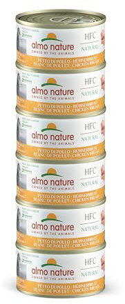 Almo Nature HFC Natural - Nassfutter für ausgewachsene Katzen - Hühnerbrust - Human Grade, Glutenfrei & Monoprotein - 6 x 70g