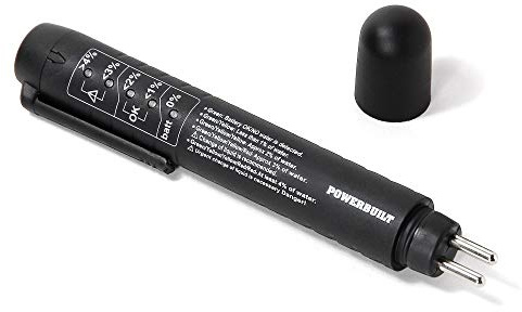 Powerbuilt Brake Fluid Tester, LED Light Quality Indicators for Braking Systems, Test DOT 4 Water Content, Pocket Sized 647626