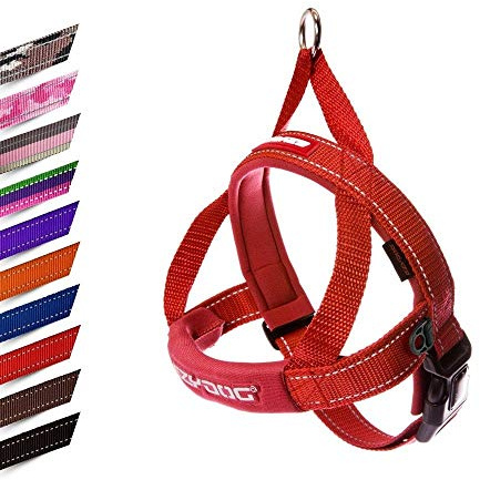 EzyDog Quick Fit Dog Harness | Dog Harness Small, Medium, Large, Reflective Stitching, Water Resistant Materials, No Pull (Red)