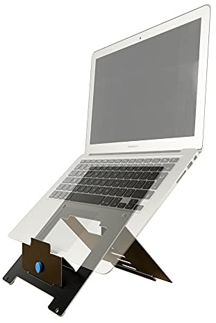 R-Go Tools Ergonomic Laptop Stand, Ultra-thin Aluminum, Adjustable Portable Notebook riser for desk, Compatible with 10-22 MacBook/Air Pro/Dell XPS/Lenovo, Support up to 11ibs, Black