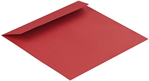 100 Stück, Farbige Briefumschläge, 160 x 160 mm, Haftklebung mit Abziehstreifen, Gerade Klappe, 130 g/qm Colorista, Ohne Fenster, Rot, Blanke Briefhüllen