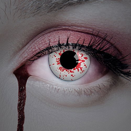 Aricona - Lentilles de contact Blood Splash - Couverture de l'année pour yeux sombres et clairs - Sans correction - Lentilles colorées pour carnaval, soirées à thème et Halloween