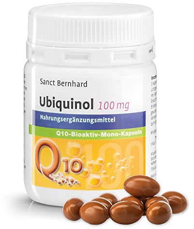 Sanct Bernhard Ubiquinol 100mg Q10 Bioaktiv Mono-Kapseln | Reines 100% natürliches, durch Hefefermentation gewonnenes, chromatografisch gereinigtes Q10 (KANEKA Ubiquinol™) | 75 Kapseln