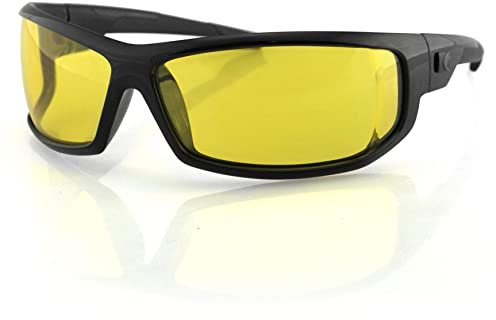 Bobster AXL EAXL001Y Wrap Sunglasses,Black Frame/Yellow Lens,One Size