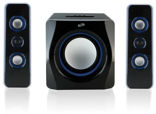iLive Portable Wireless Speaker System with Built-In Subwoofer, 7.28 x 8.86 x 7.28 Inches, Black (iHB23B)