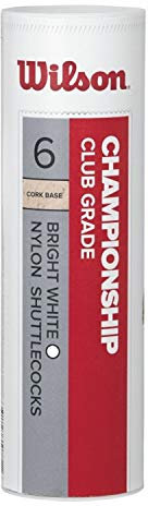 Wilson Badminton-Ball, Championship Shuttlecocks, 6-er Dose, 79 Grains, Weiß, Kunststoff/Naturkork, WRT6042WH79