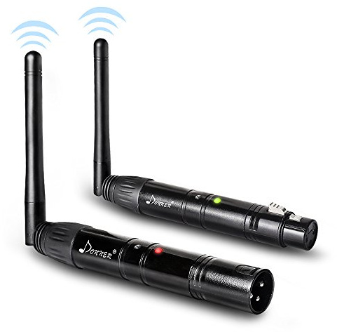 Donner 2PCS DMX512 DMX Dfi DJ 2.4G Wireless 1 Receiver with Light Dome& 1 Transmitter Stage Lighting Control (Black)