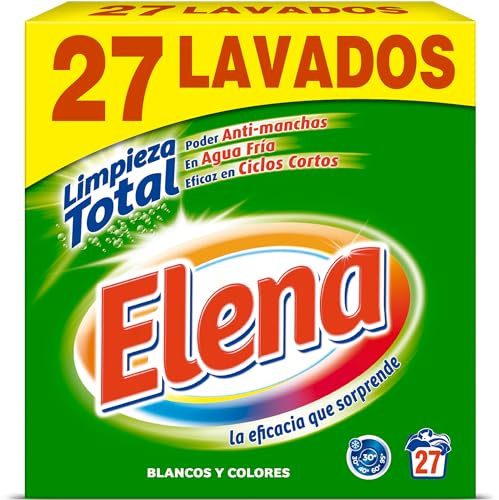 Elena Detergente para lavadora, adecuado para ropa blanca y de color, formato polvo - 27 dosis