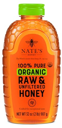Nate's Organic 100% Pure, Raw & Unfiltered Honey - USDA Certified Organic - 32oz. Squeeze Bottle