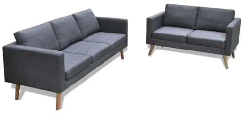 vidaXL Ensemble canapé de Salon 2 Places canapé 3 Places Tissu Gris foncé