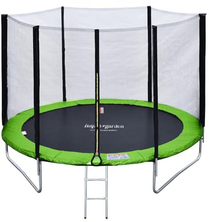 Pack Premium Trampoline de Jardin Rond pour Enfants 180cm réversible Vert/Bleu Cairns + Filet, échelle, bâche et kit d'ancrage, Montage Facile