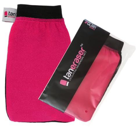 Tan Eraser Spray and Self Tan Remover Exfoliating Mitt | Salon Recommended Exfoliator Glove Easily Removes Any Sunless Tanner (Pink/Black)