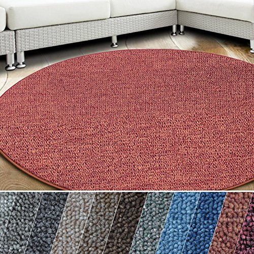 casa pura Teppich London | viele Größen | pflegeleichter Flacher Schlingenflor | Flurteppich, Wohnzimmerteppich, Küchenteppich, Schlafzimmerteppich (Terra - rund 200 cm Durchmesser)