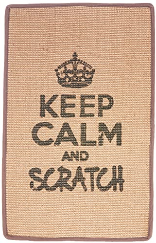 Wouapy - Tapis Griffoir pour Chat - Tapis Rectangle en Sisal - Tapis a Gratter - Design & Tendance - Inscription « Keep Calm and Scratch » - Gris Anthracite
