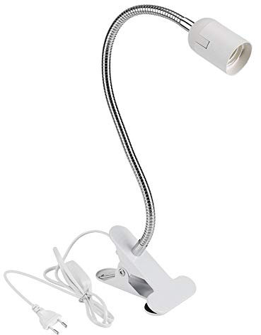 Bonlux Portalampada a E27 con Morsetto e Spina CA Standard Europea, per Lampada da Tavolo a LED Orientabile Clip, Luce Lettura Notturna, Lampada da Comodino con Morsetto, Luce del Letto, Lampada Clip