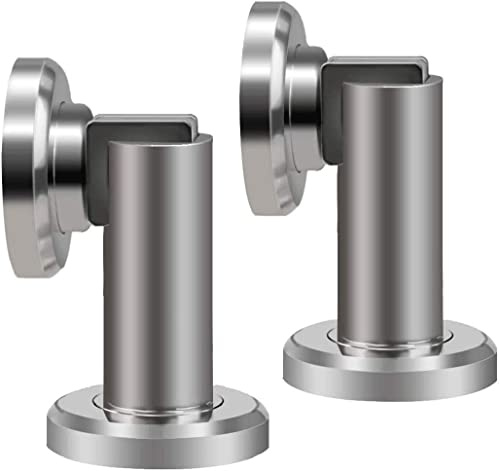 Door Stoppers, Magnetic Door Stops, Heavy Duty Stainless Steel Magnetic Door Catch Door Holder for Wall Floor Mount, Modern Door Stop Wall Protectors, Brushed Nickel, 2 Pack