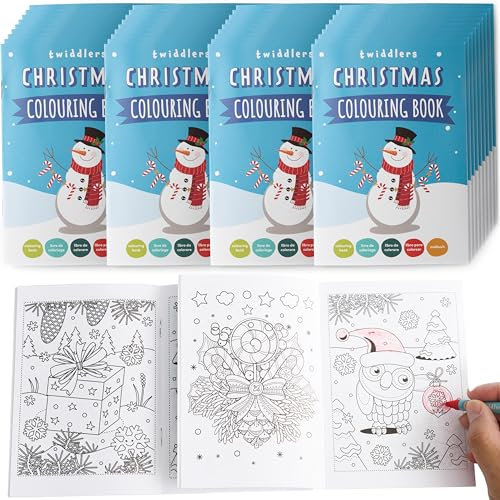THE TWIDDLERS - 36 Mini Libros Colorear Navideños para Niños, Actividad Creativa para Infantiles, Calendario Adviento, Relleno de Calcetines de Navidad, Piñatas, Fiestas Cumpleaños Navidad Bolsas
