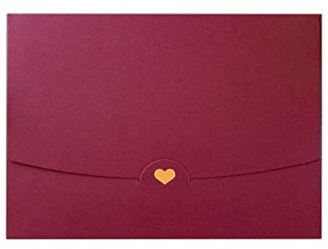 3 Briefumschläge DIN A6 Dunkelrot mit goldenem Herz veredelt - Ohne Fenster 15,4 cm x 11 cm