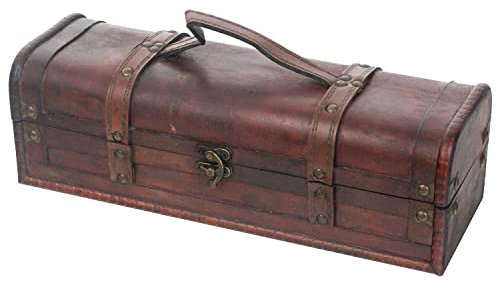 HMF Caja de regalo decorativa vintage con tapa de madera | para 1 botella de vino | Horizontal | España
