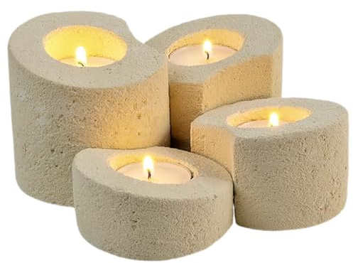Portacandele Cilindrico Particolare In Pietra Di Matera Portacandele Elegante Idea Regalo Portacandele Design Prodotto Artigianale Made In Italy Set 4 Pz
