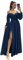 Vtorliya Women's Spaghetti Strap Long Sleeves Bridesmaid Dresses Pleated Chiffon Guest Dress Split Formal Evening Gown with Pockets Navy Blue