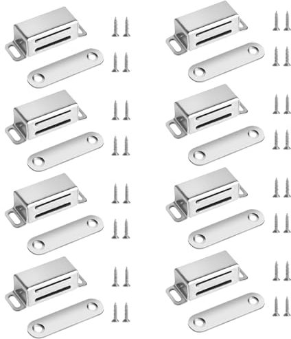 8 STK Magnetschnäpper, Türmagnete Stark, Tür Magnete für Schranktüren, Magnet Schranktür Magnetverschluss Schrankmagnete für Schubladen Balkontür Magnet Türschließer Magnetischer, mit 32 Schrauben