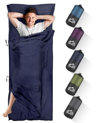 LSTRAGY Forro para saco de dormir con ranura para almohada, forros para saco de dormir ligeros y portátiles con cremalleras de dos vías, sábana de viaje de 220x95cm para senderismo, albergues, cabañas