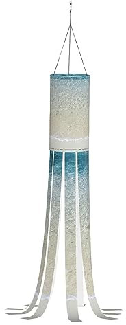 SABFWF Windsack mit transparentem Meerwasser, weißer Sand, Stranddruck, saisonaler Windsack, für Herbst, Winter, Thanksgiving, Outdoor und Geister-Thema, Windsack mit Stange